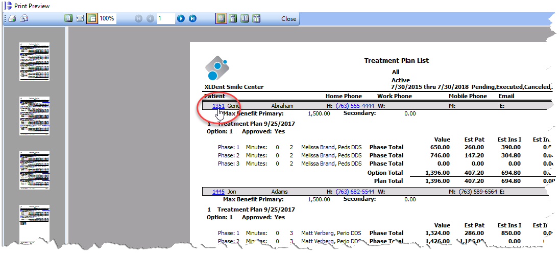 XLDent on-screen reports and hyperlinks are a powerful tool. We want them to be most effective for XLDent users, so we are always reassessing where they go.<br><br>Currently, in the Treatment Plan Report, the patient ID hyperlinks to the patient record.<br><br>The proposed change would hyperlink to the <span style="color: #ff0000;">patient dental chart</span> instead.