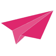 Solo female travelers paper plane logo in pink