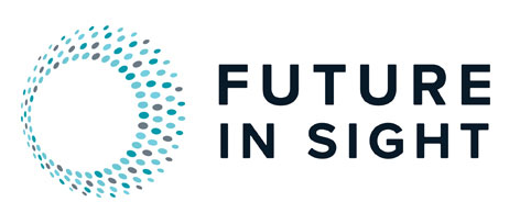 Future In Sight Logo with round burst of teal and