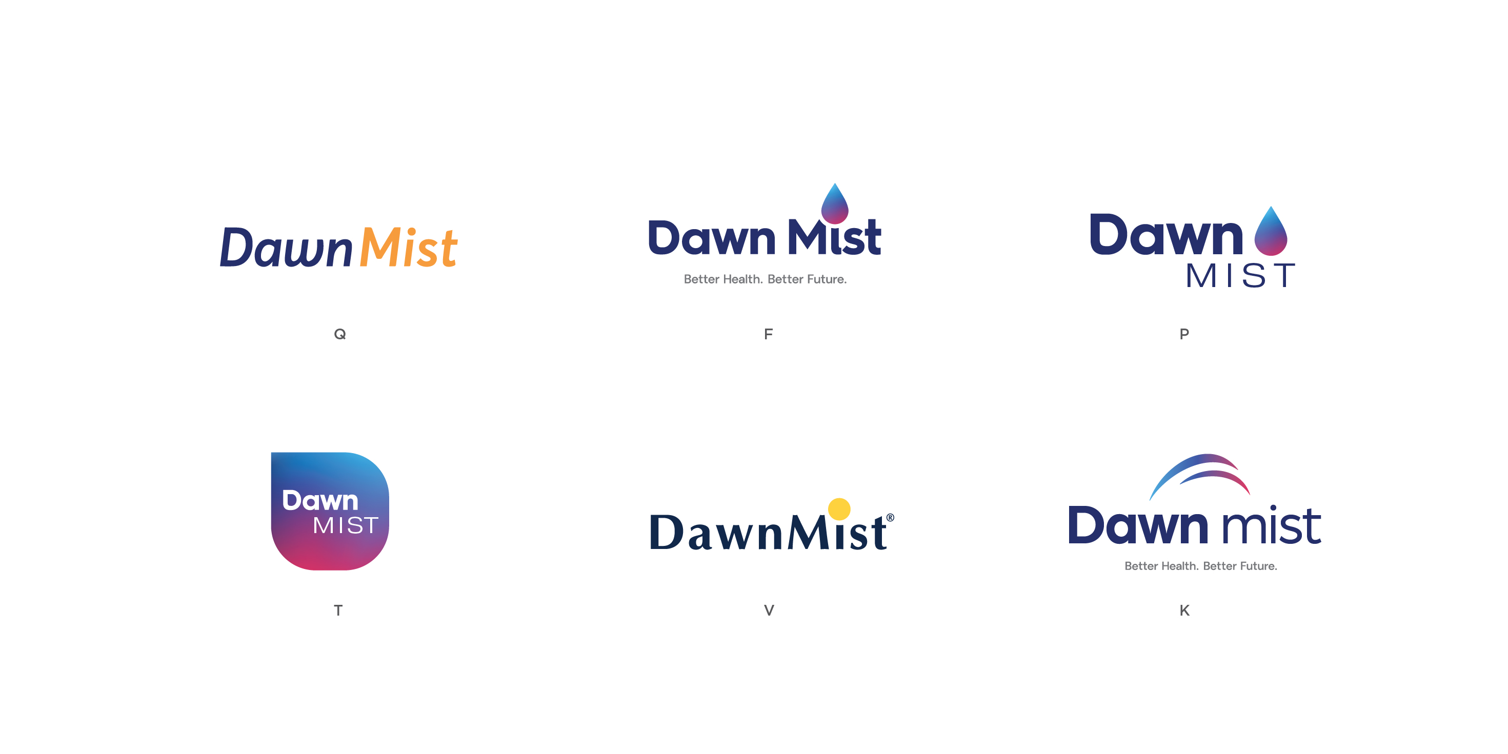 Below you will see a range of logos. Quickly and intuitively, please note the code underneath the logo you recognize as the current DawnMist logo. DO <strong>NOT</strong> look it up, we want to know what you recall from memory. Please remember the code for the next question.