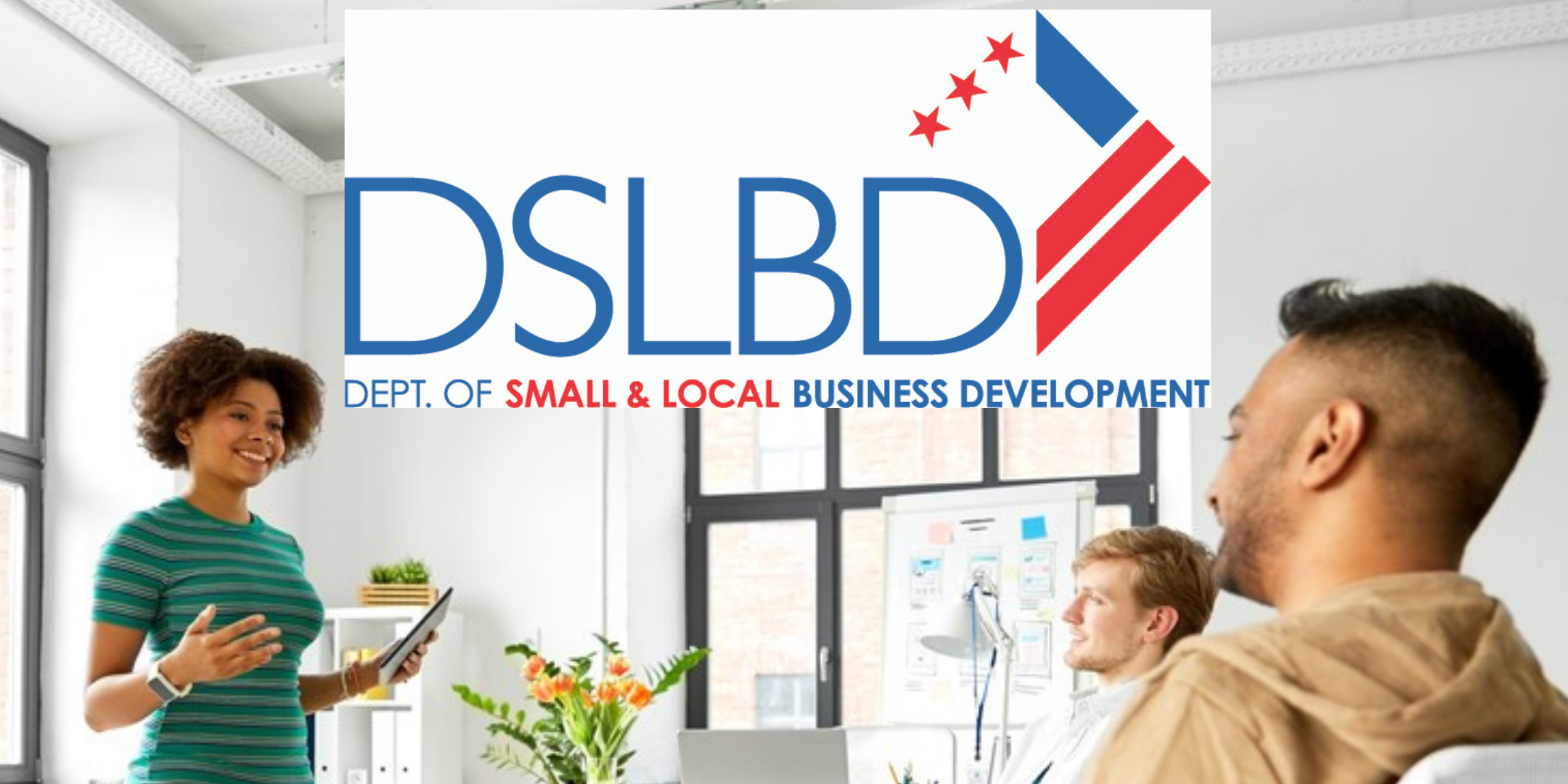 DSLBD logo and picture of person pitching