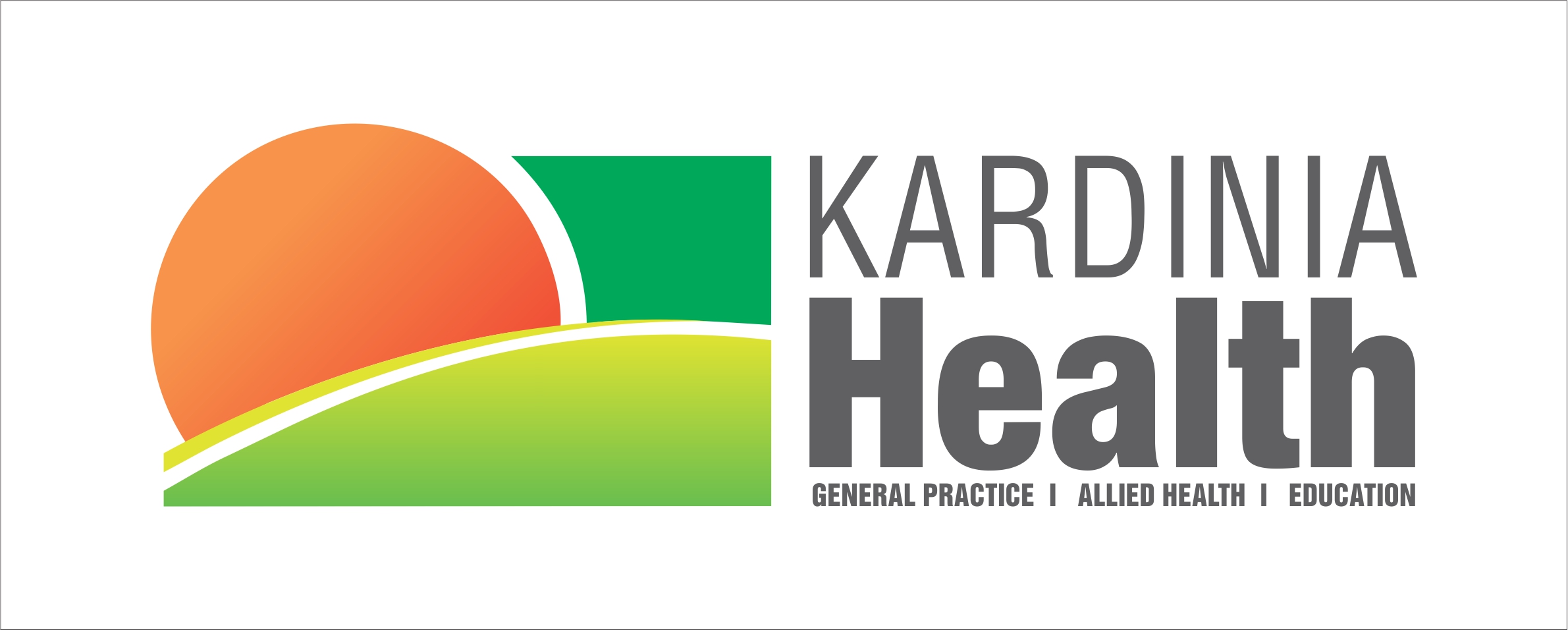 Kardinia Health logo showing an orange sunrise over green hills