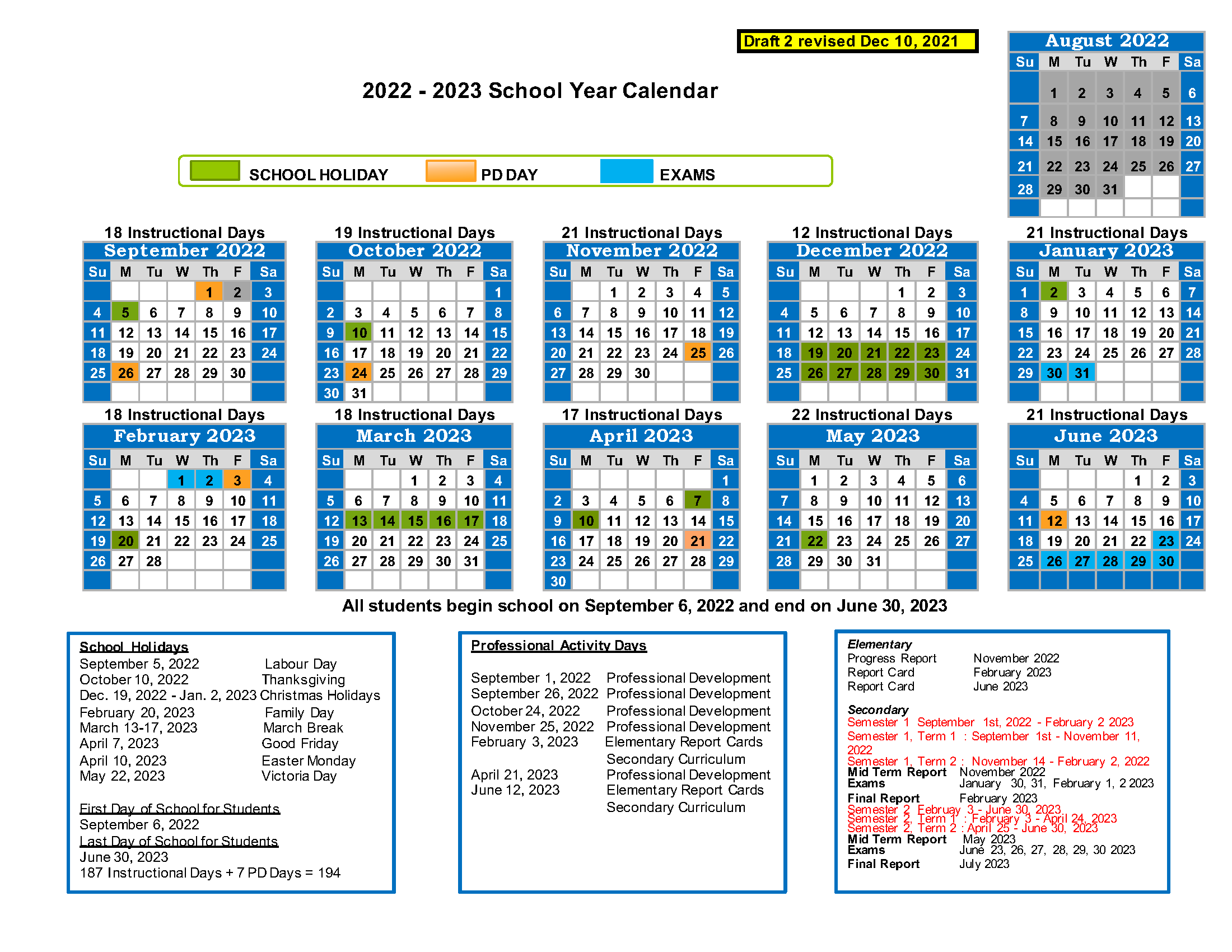 2022- 2023 School Year Calendar Survey /Sondage Sur Le Calendrier Scolaire 2022 - 2023