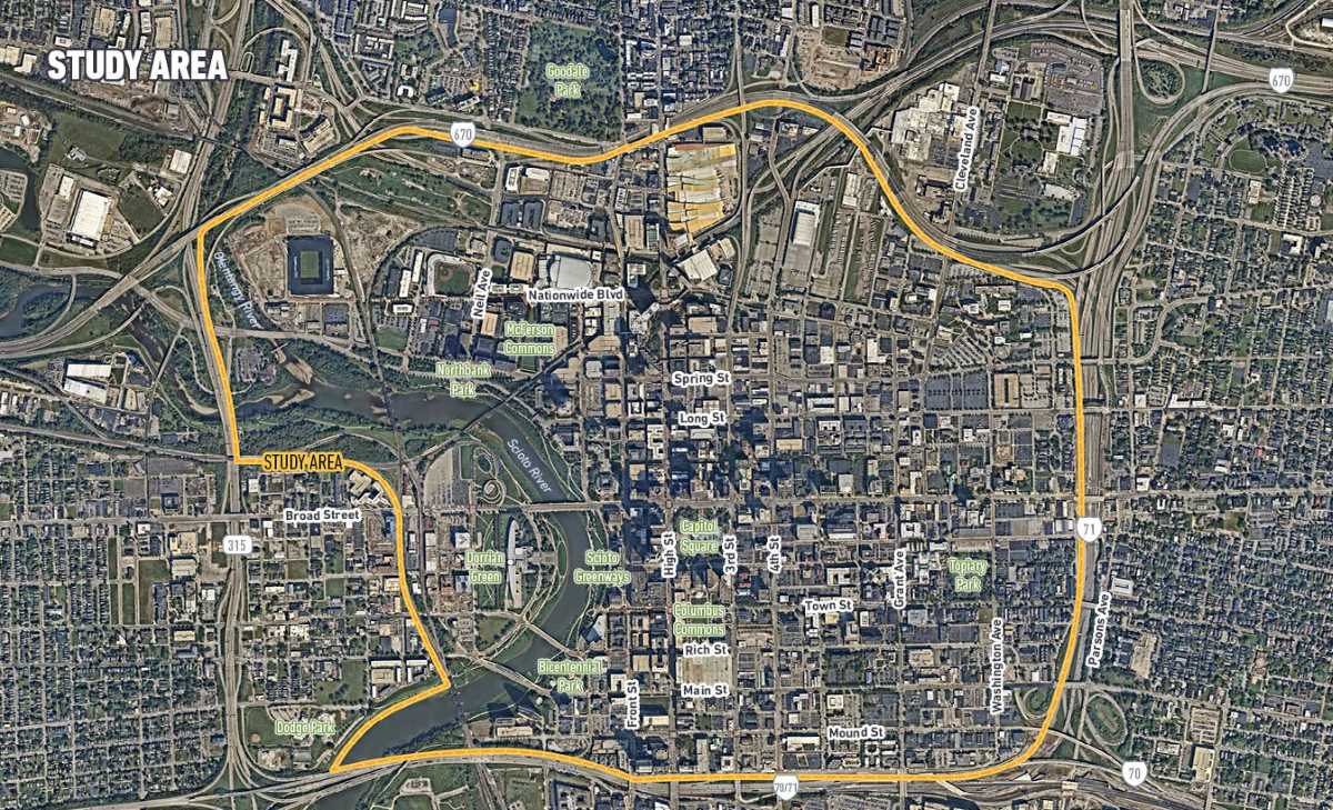 <span style="font-size: 14pt;"><strong>Downtown Study Area Map</strong></span><br><span style="font-size: 12pt;">The map below represents the study area for the Downtown Strategic Plan.</span>