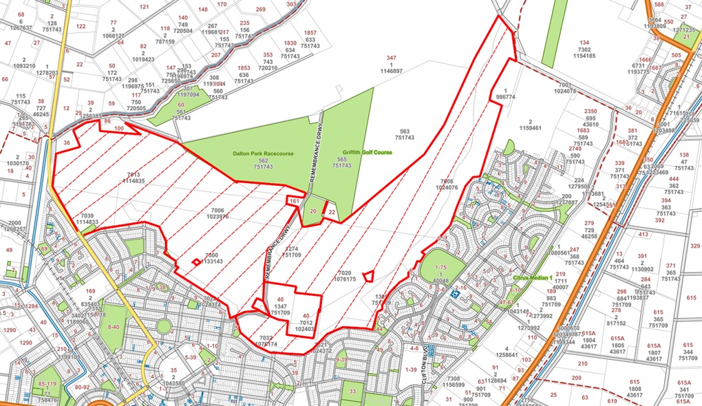 Areas outlined in red are included in the Plan of Management