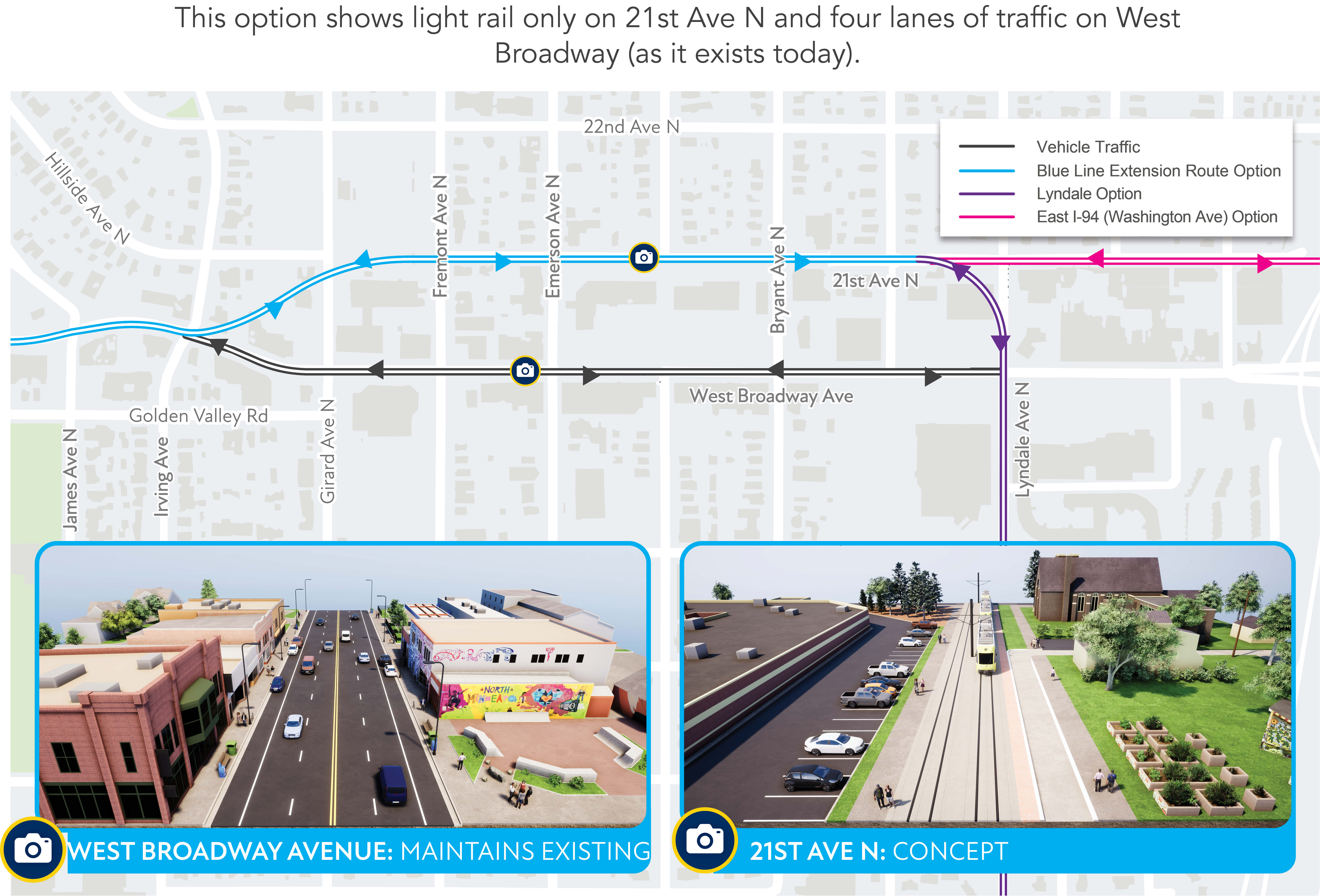 Option D: West Broadway Avenue from Lyndale to Irving Avenue