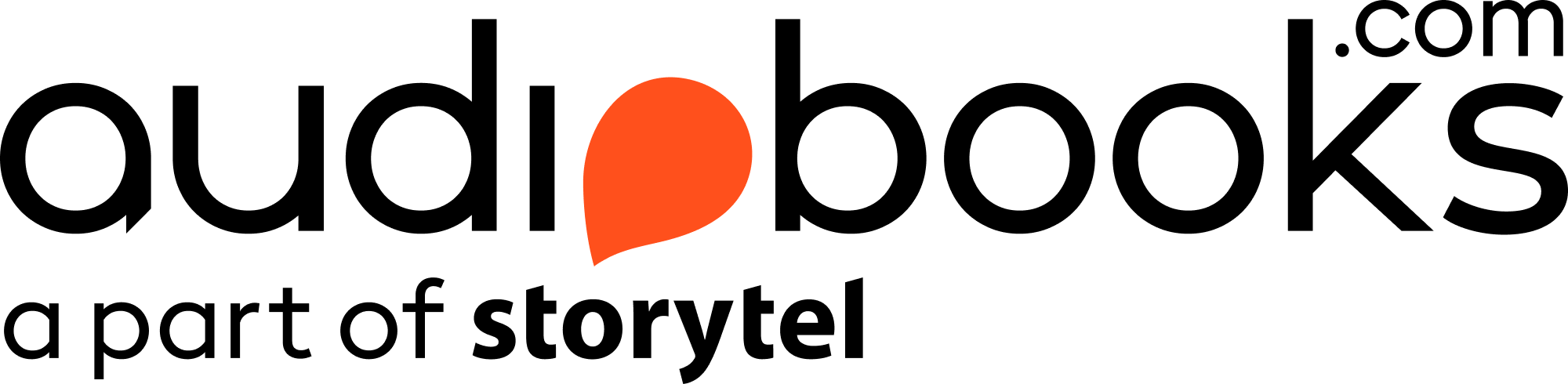 Logo in orange with "Audiobooks.com" written and a play button as the first o. 