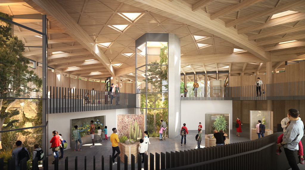 Image E - Forest Trailhead Pavilion interior with reptile and amphibian habitats