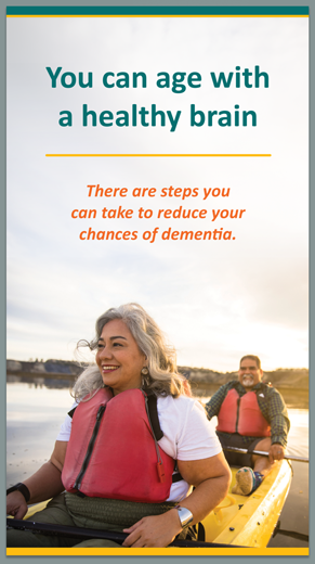 Rack card (2-sided) with information on reducing the chances of dementia 