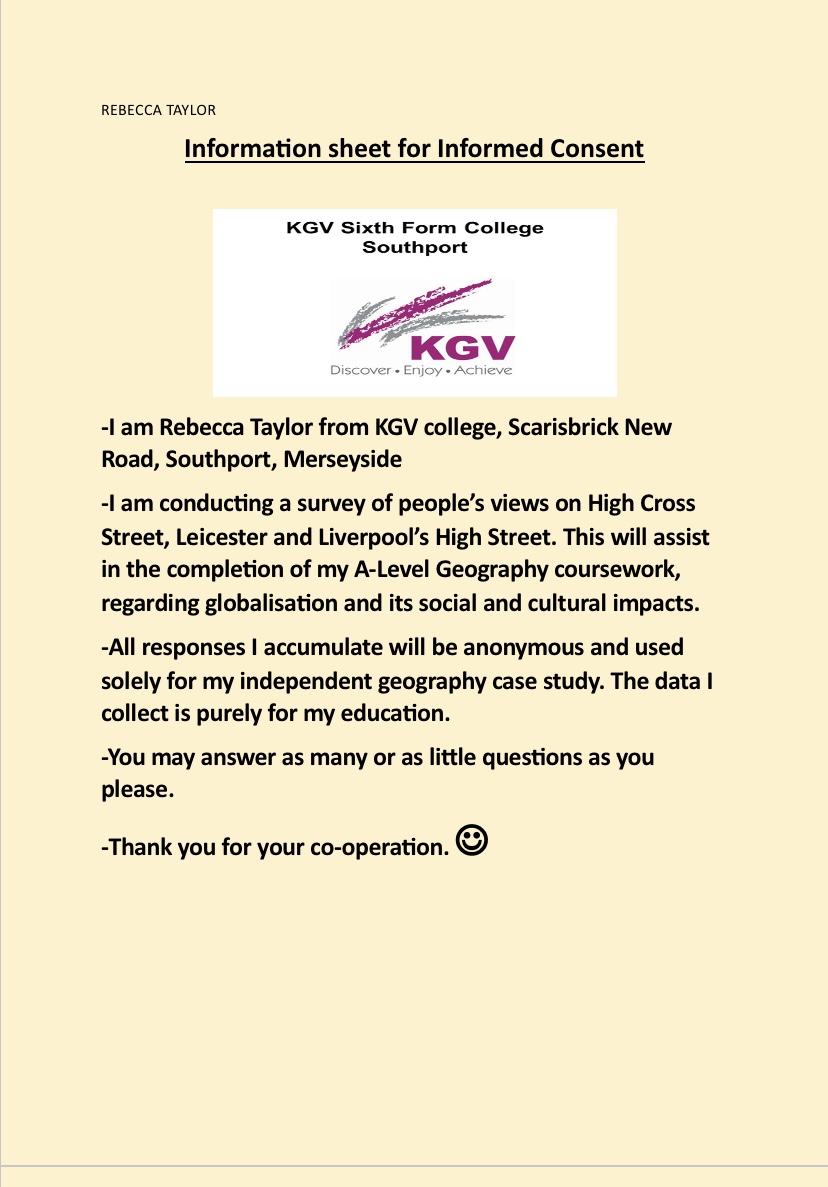 Leicester Questionnaire! Survey