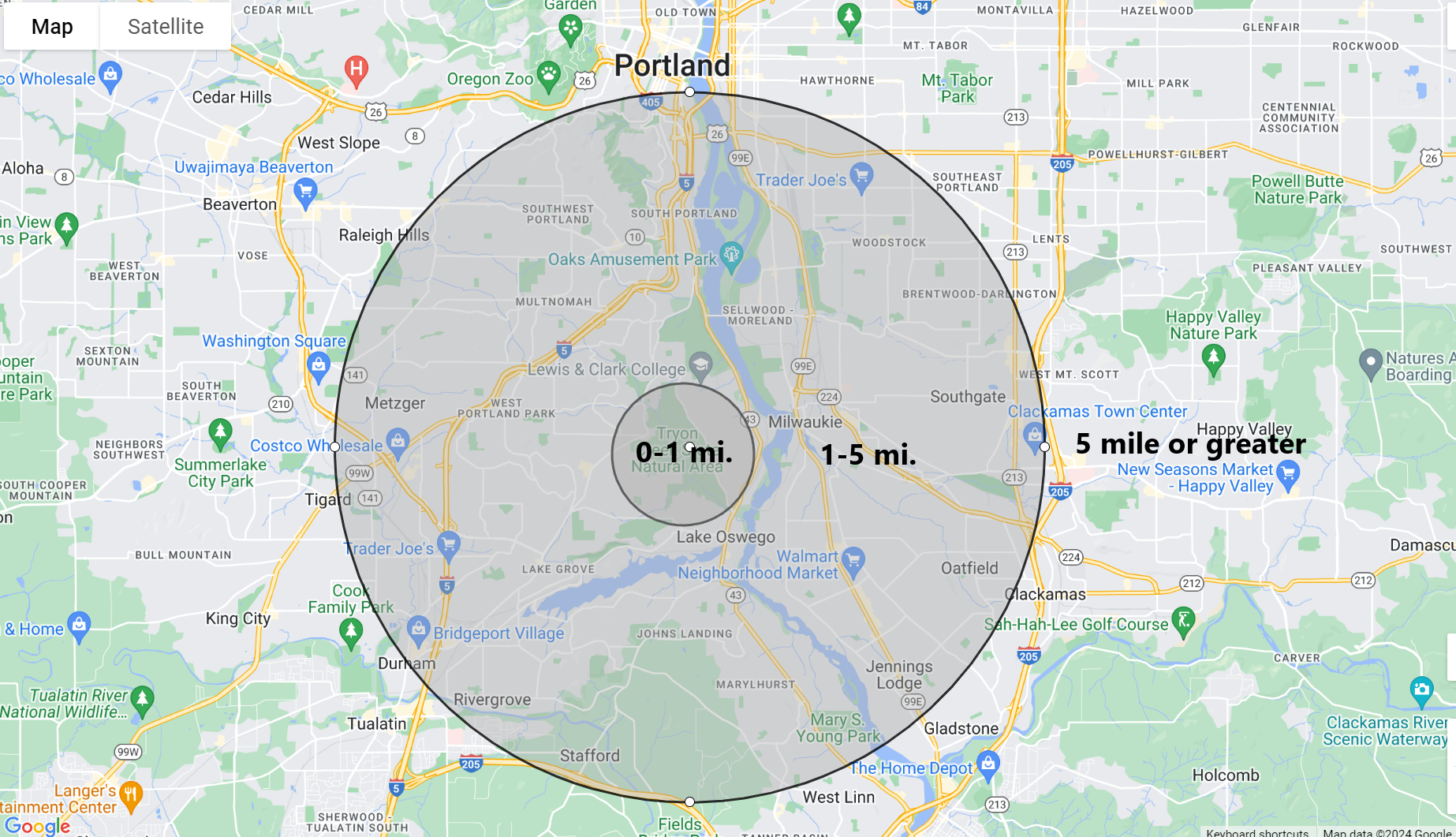 Map with radius 