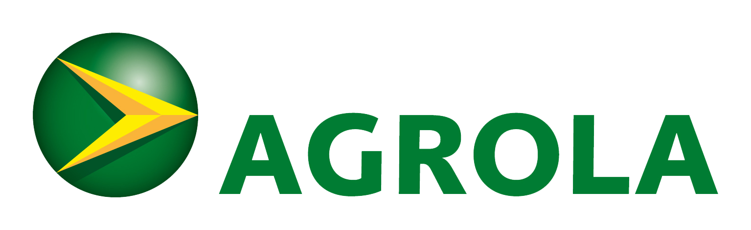 AGROLA Logo - mit dem Diskus in gelb auf einem grü