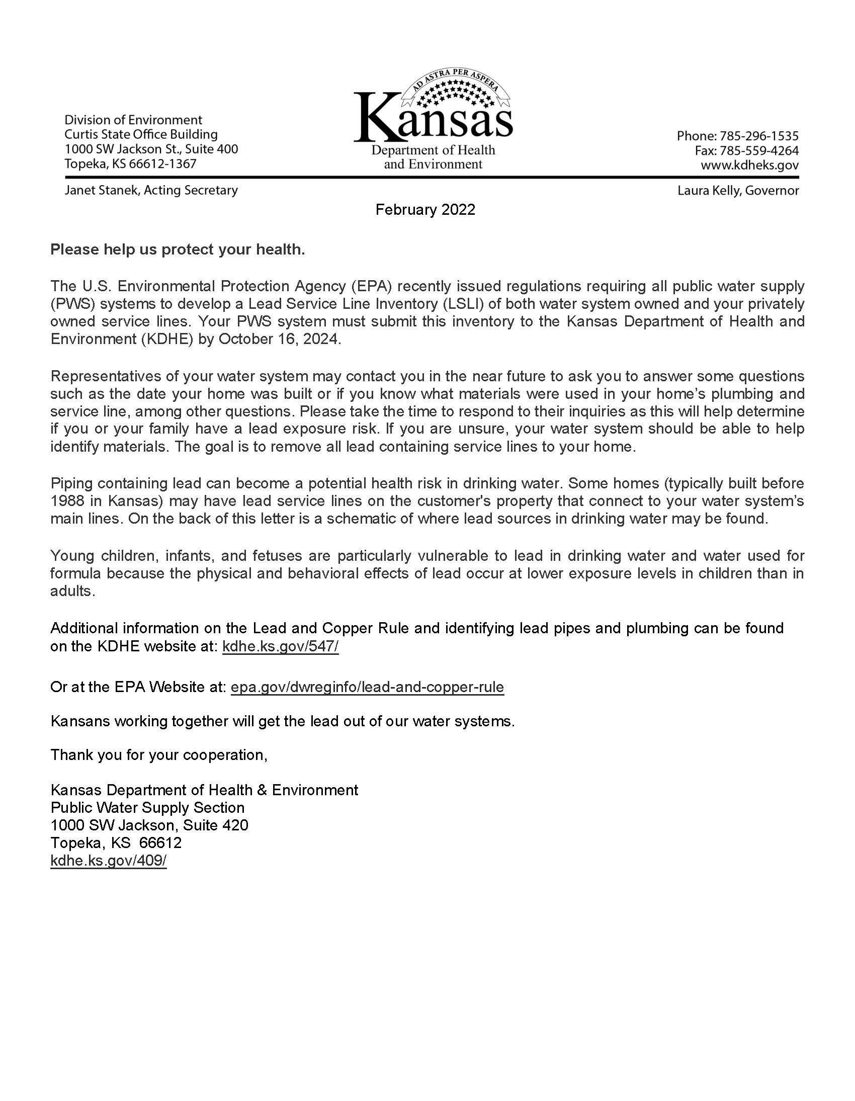 KDHE: Please help us protect your health.
