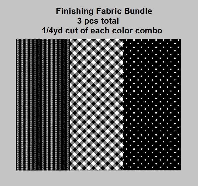 FINISHING FABRIC BUNDLE - 3 pcs - 1/4yd cut of each color combo - VERY LIMITED IN QTY - once we sell out we cannot provide anymore of them as one of the fabrics has been retired by the manufacturer.