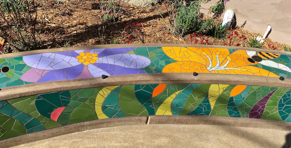 mosaic seat wall