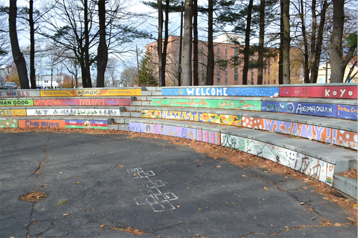 amphitheater steps mural