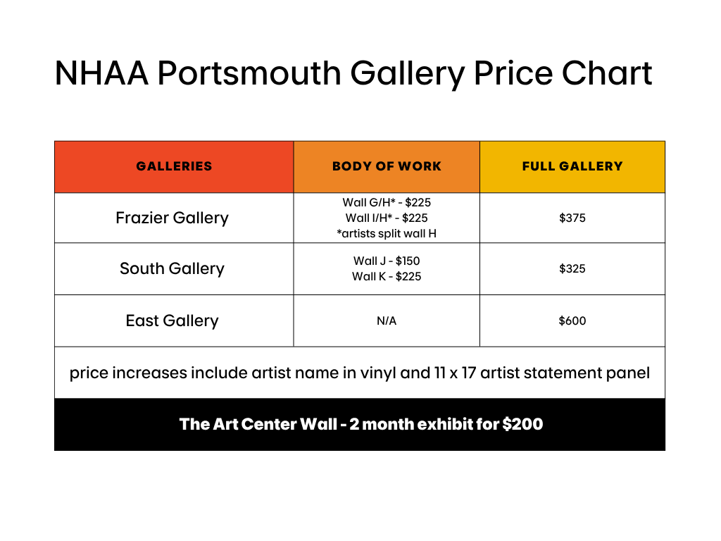 <strong>Gallery Price Chart</strong>- Payments are due in January. We will send you an invoice via Square.