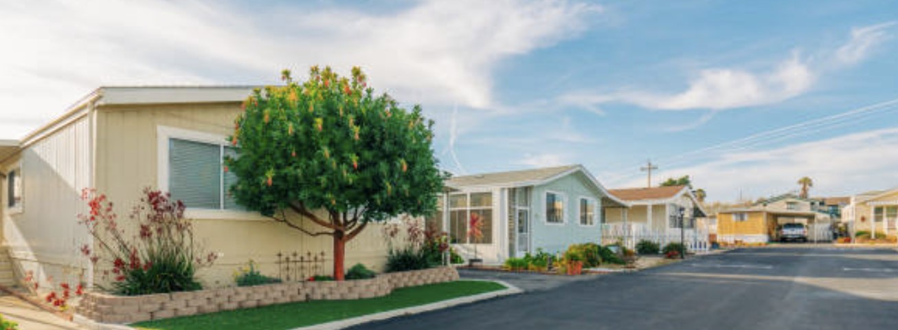 Manufactured homes in a park setting