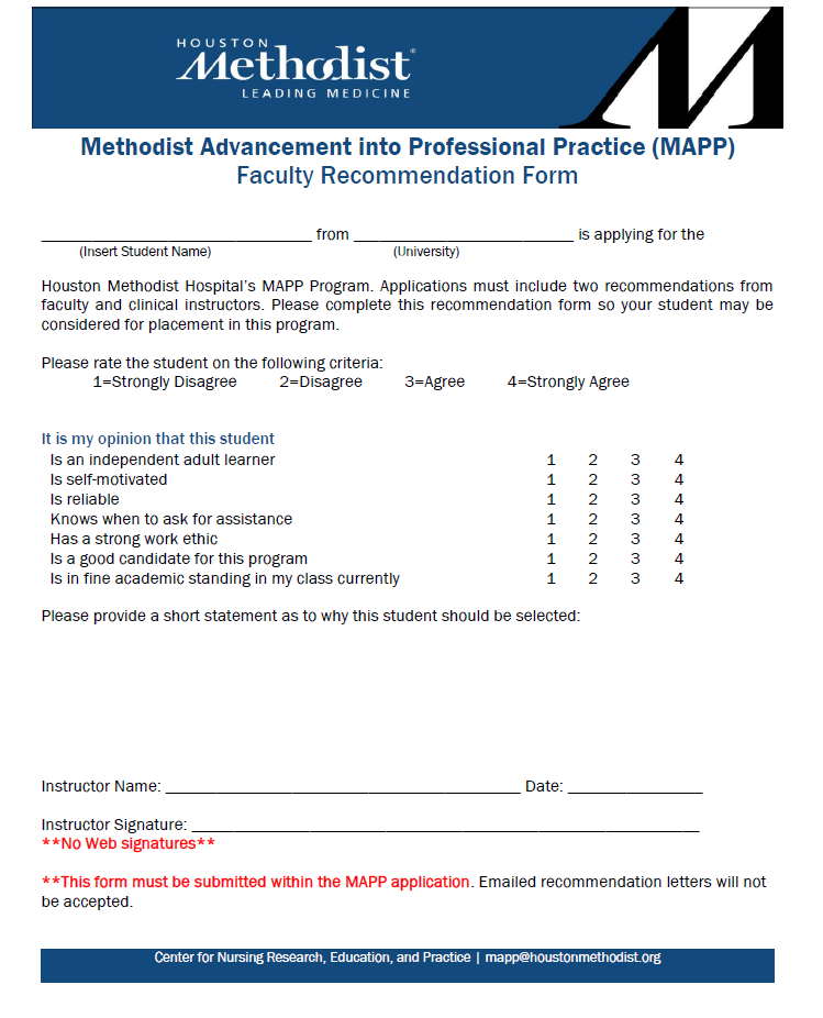 Houston Methodist Year-Round MAPP Application Survey