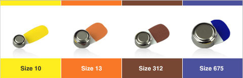 Different hearing aid batteries available