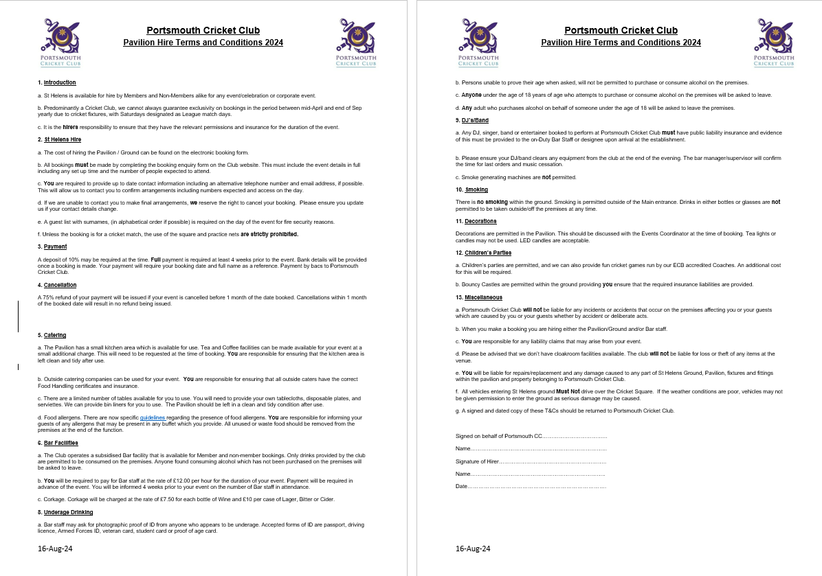 Terms &amp; Conditions - A Large Print Copy Is Available From The Club Website