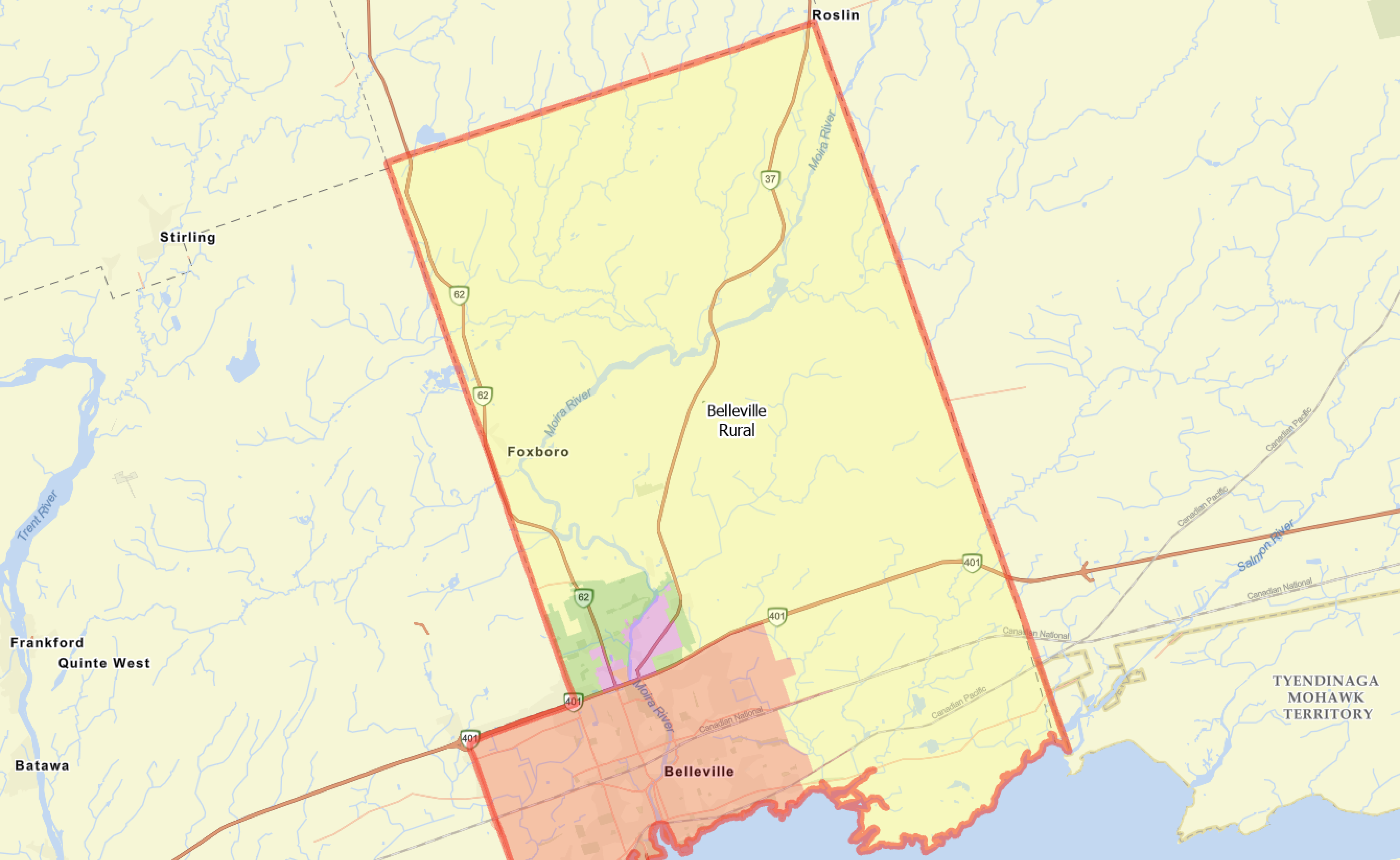 Map of Belleville Rural area