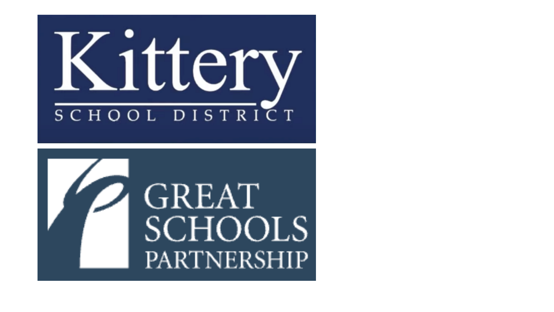 Brand logos for Kittery School District and Great Schools Partnership