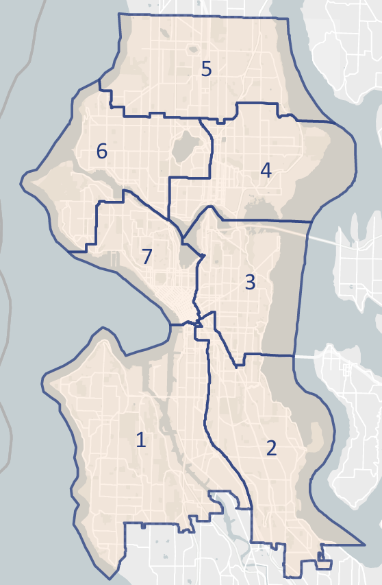 Map of Seattle City Districts 