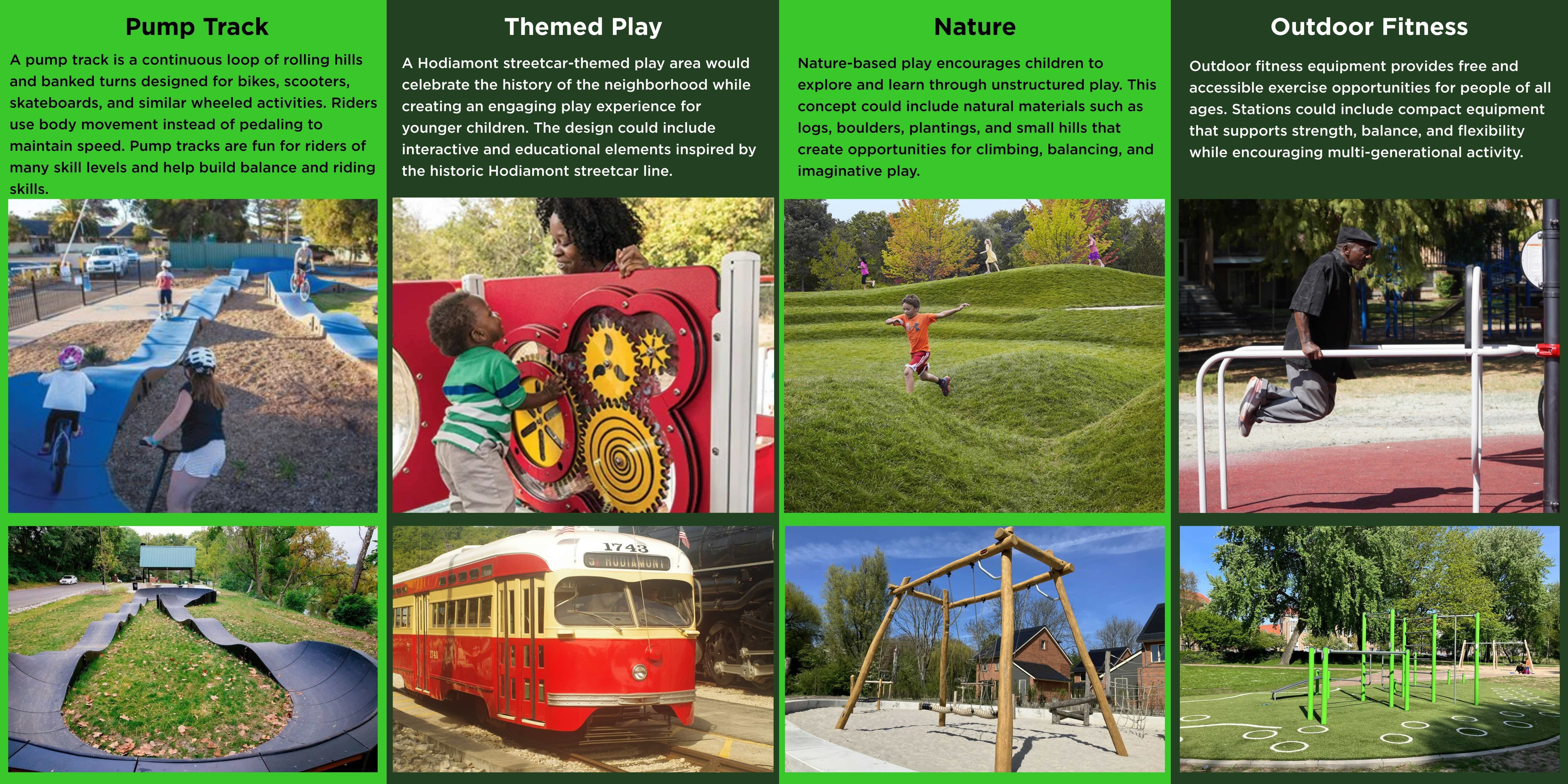 <strong>Amenity Concepts</strong> (click <a href="https://www.dropbox.com/scl/fi/95s5wmy7mkeowrki6c1xv/Hodiamont-Greenway-Amenity-Options.jpeg?rlkey=k6s697yrz44o0ll1bsruuv4pc&amp;dl=0" rel="nofollow" target="_blank">here</a> for a enlarged view of this image)