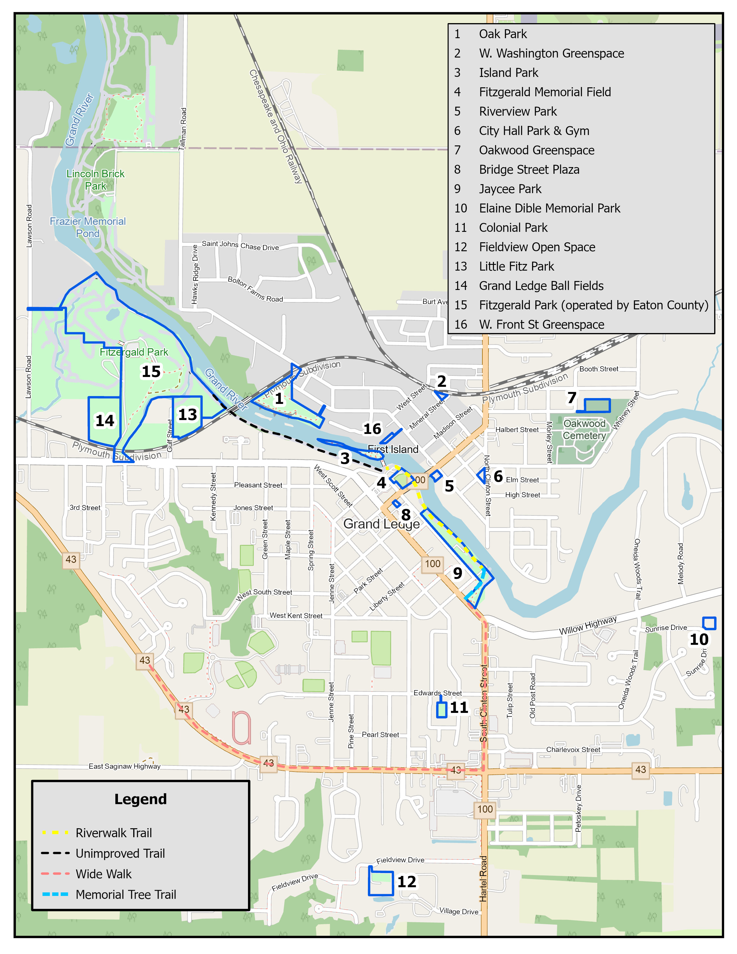 City of Grand Ledge Park &amp; Greenspace Map