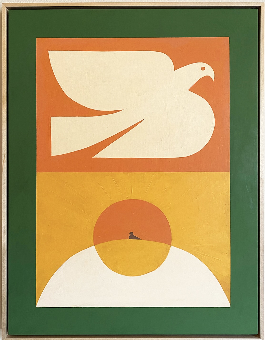 image of a painting showing an abstract bird over a depiction of the sun - "Purpose Perspective" by Cameron Abbas