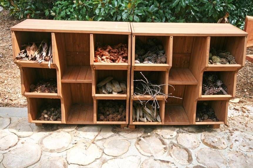 Storage for small nature parts like pinecones, twigs, acorns, and more
