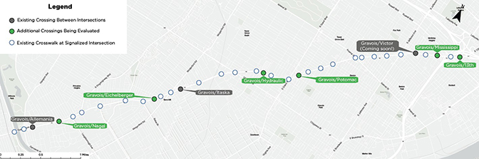 Potential new and enhanced pedestrian crossing locations