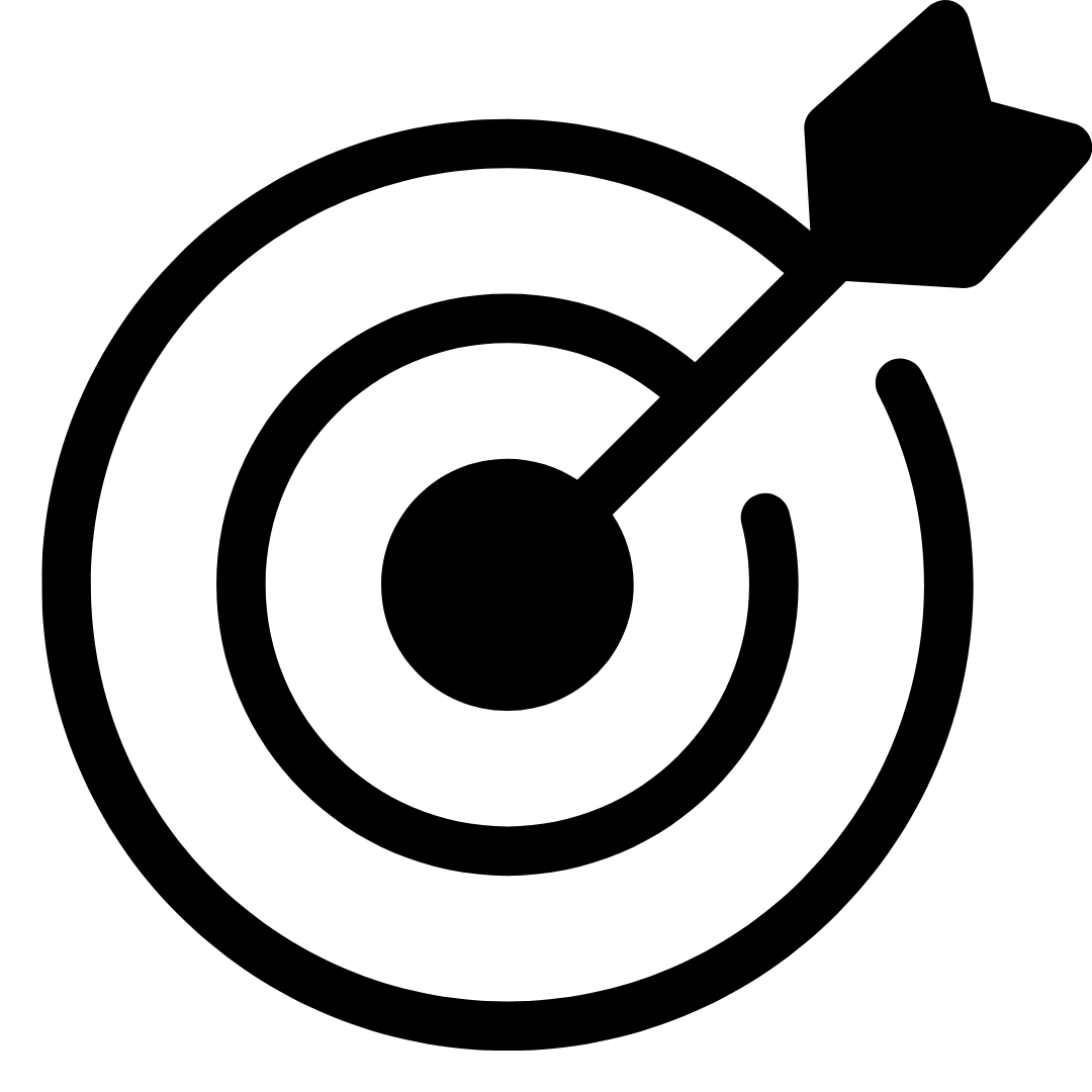 A target with an arrow in the center.