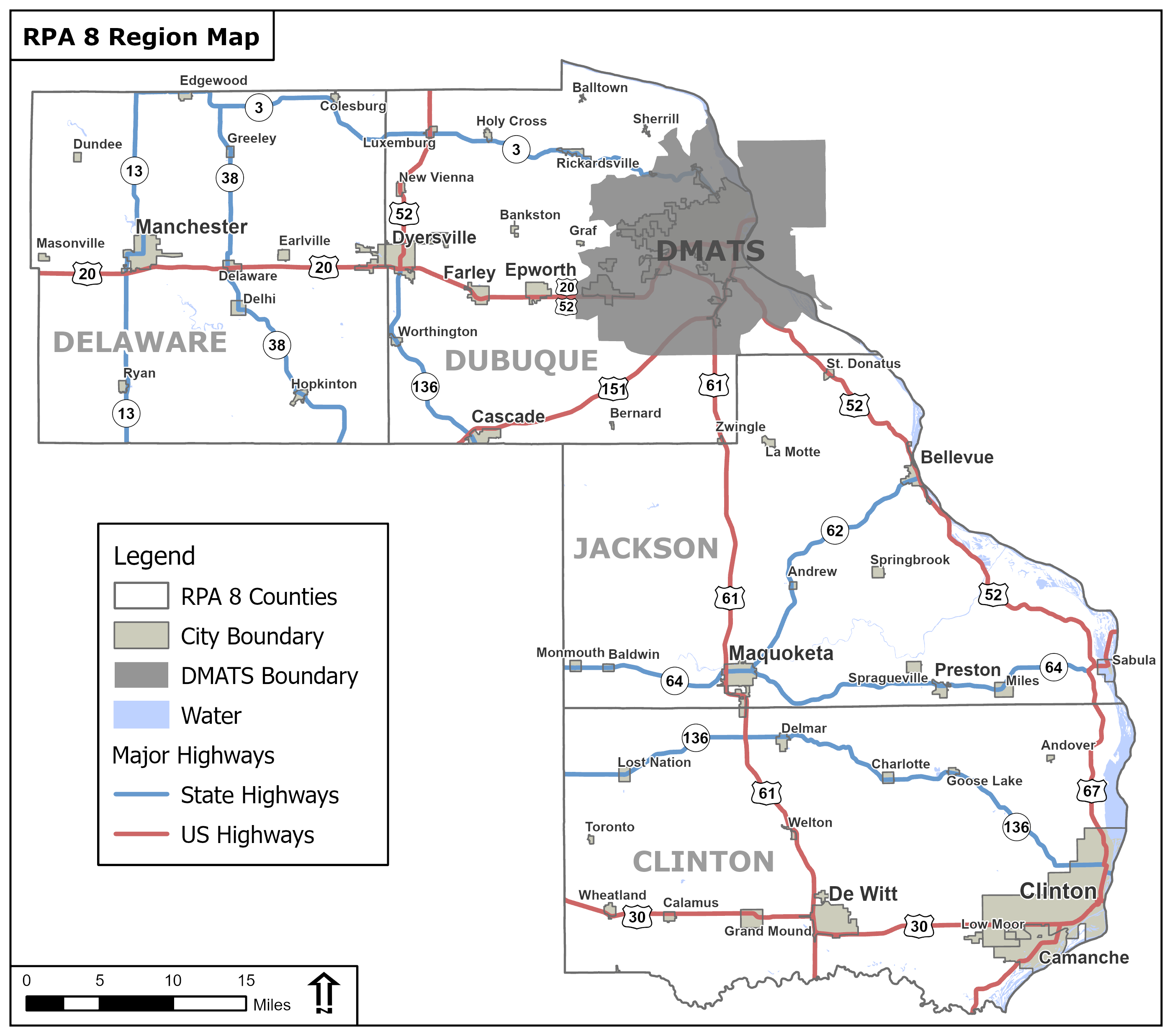 Map of the RPA 8 Region.