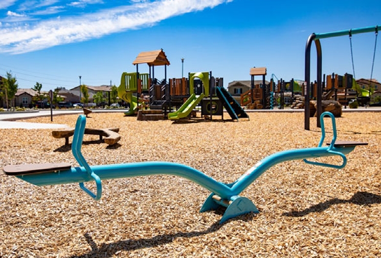 2 seated seesaw in a park