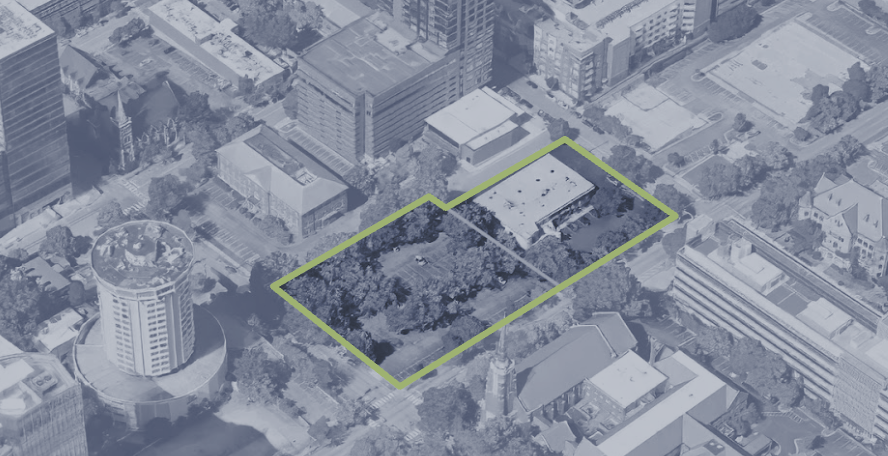 * The highlighted area in this image includes the parking lot and the Bulla Building. During early discernment discussions, church staff and leaders expressed a willingness to explore the potential development of both parcels. No decisions have been made. We are merely gathering input from everyone at this stage.