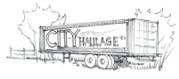 a parked transport trailer being used as a billboard