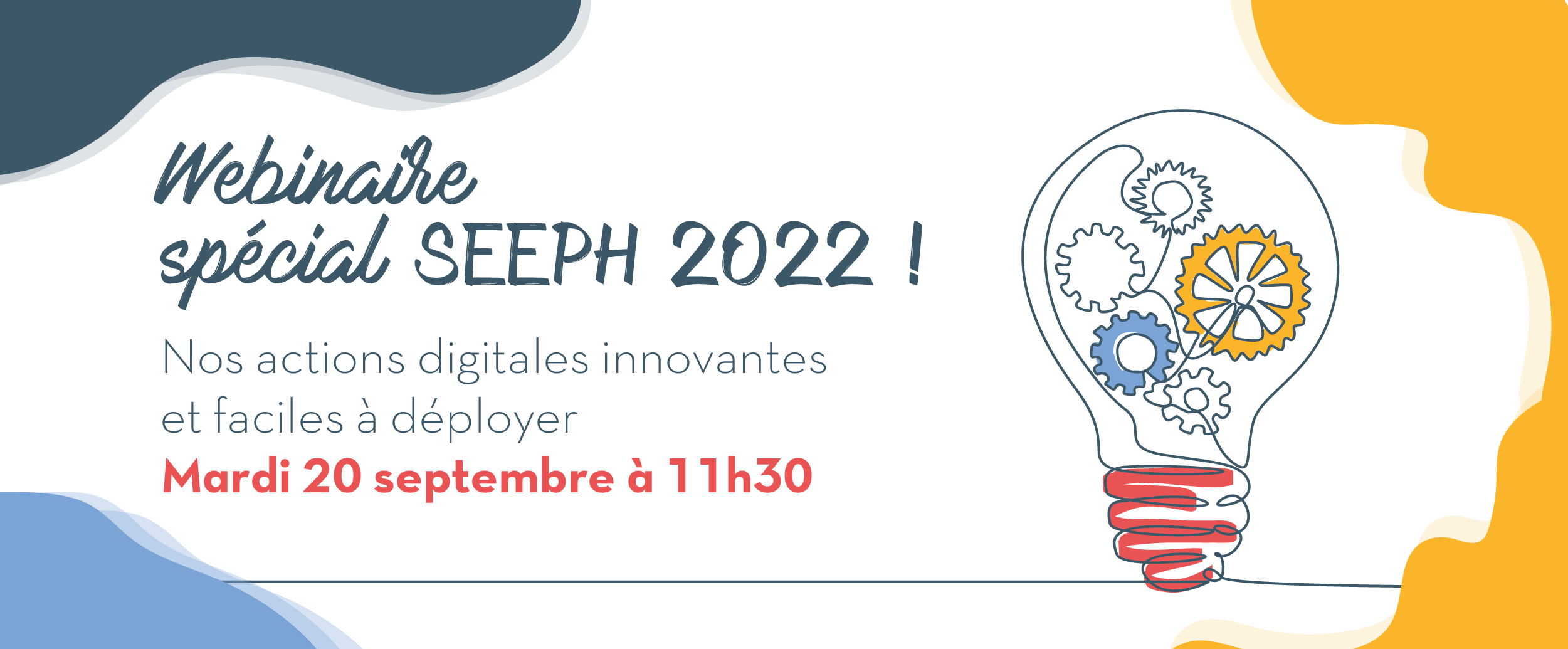 Texte à gauche "Webinaire spécial SEEPH 2022 !" et ampoule Goods to Know à droite