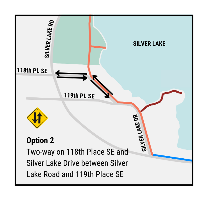  Two-way traffic on  Silver Lake Drive from 118th Pl  to Silver Lake Road 