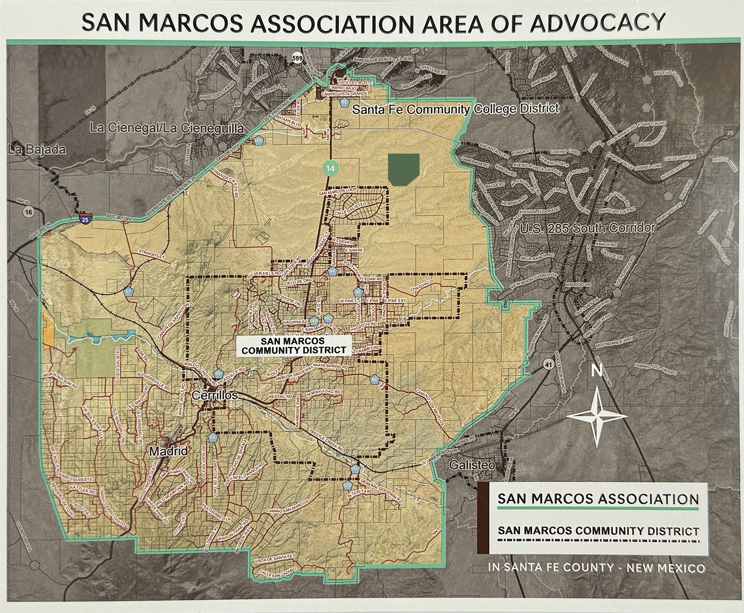 Map of the San Marcos Area of Advocacy in Santa Fe County NM