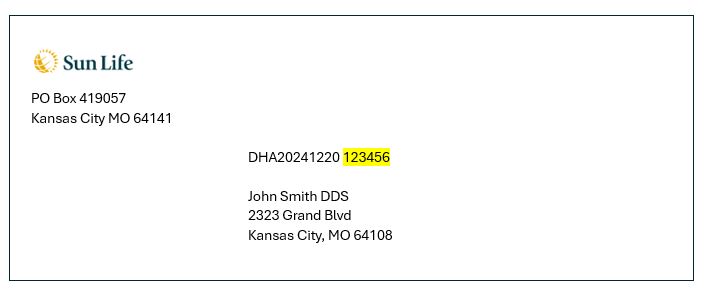 Here is an example of the location ID on your envelope.