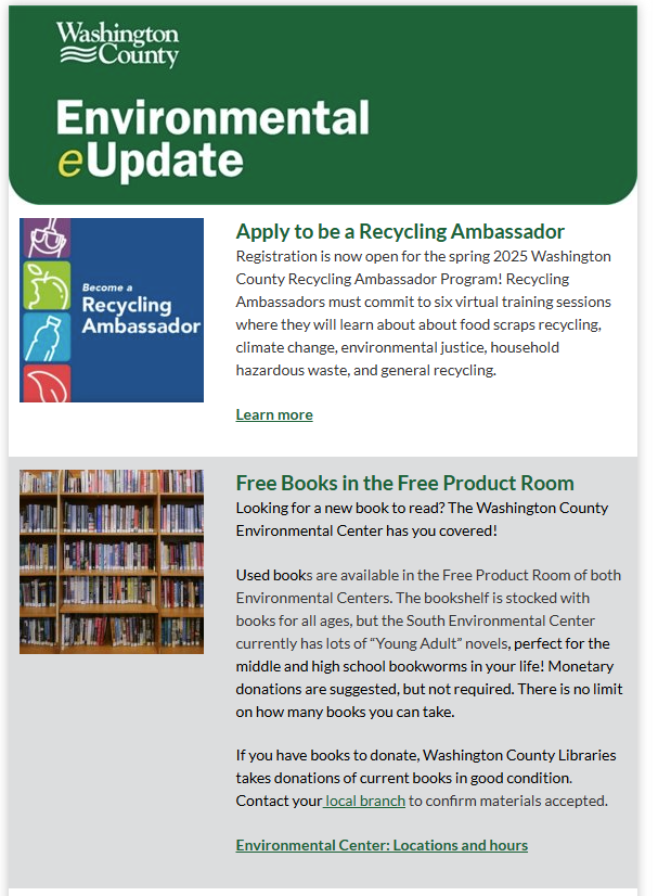 image of Environmental eUpdate email