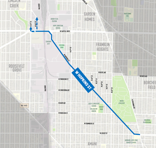 Map of the Hopkins Street project area