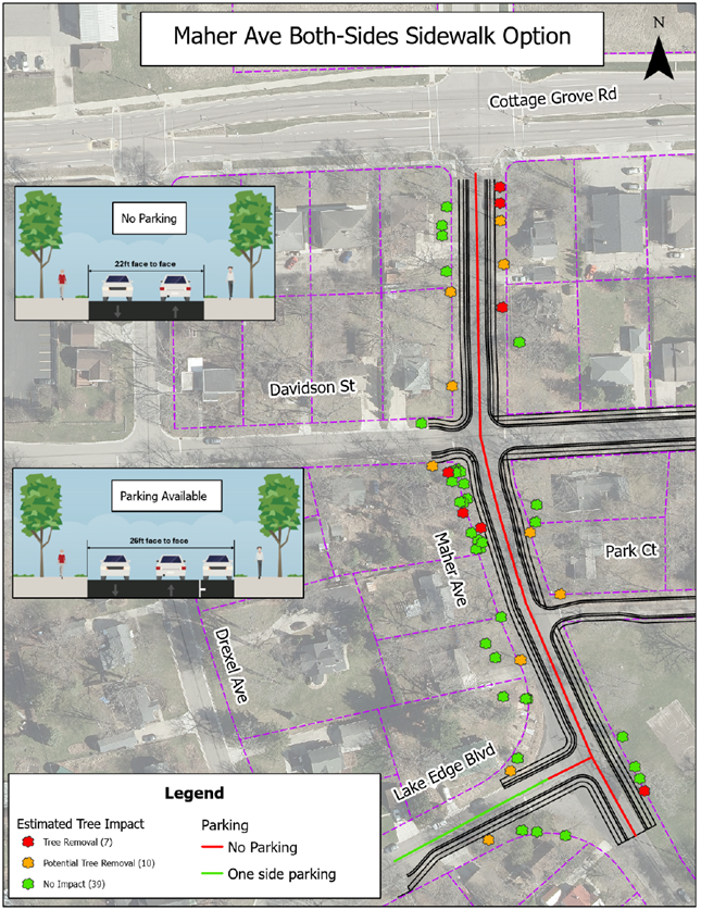 Option 1A &ndash; Maher Ave Both-Sides Sidewalk
