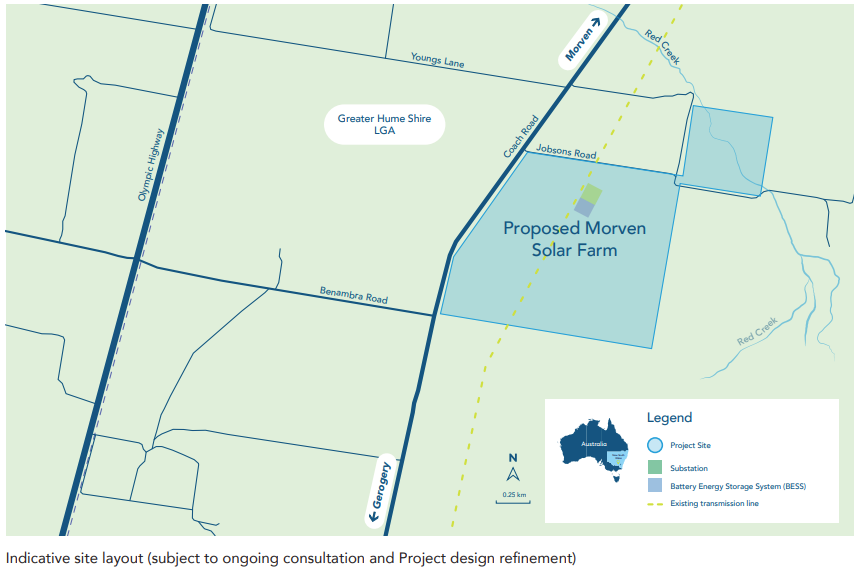 Site map of the proposed Morven Solar Farm