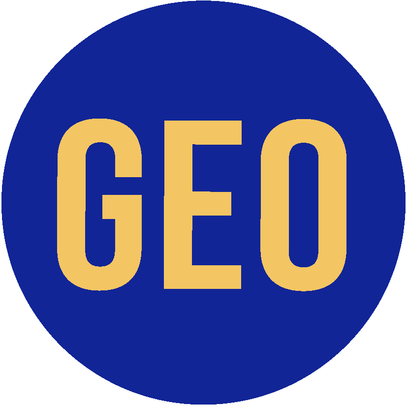 GEO logo, blue on yellow.