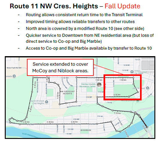Route 11 (Fall Update) pilot change runs 6:45 am &ndash; 10:45 pm Weekdays, Weekends