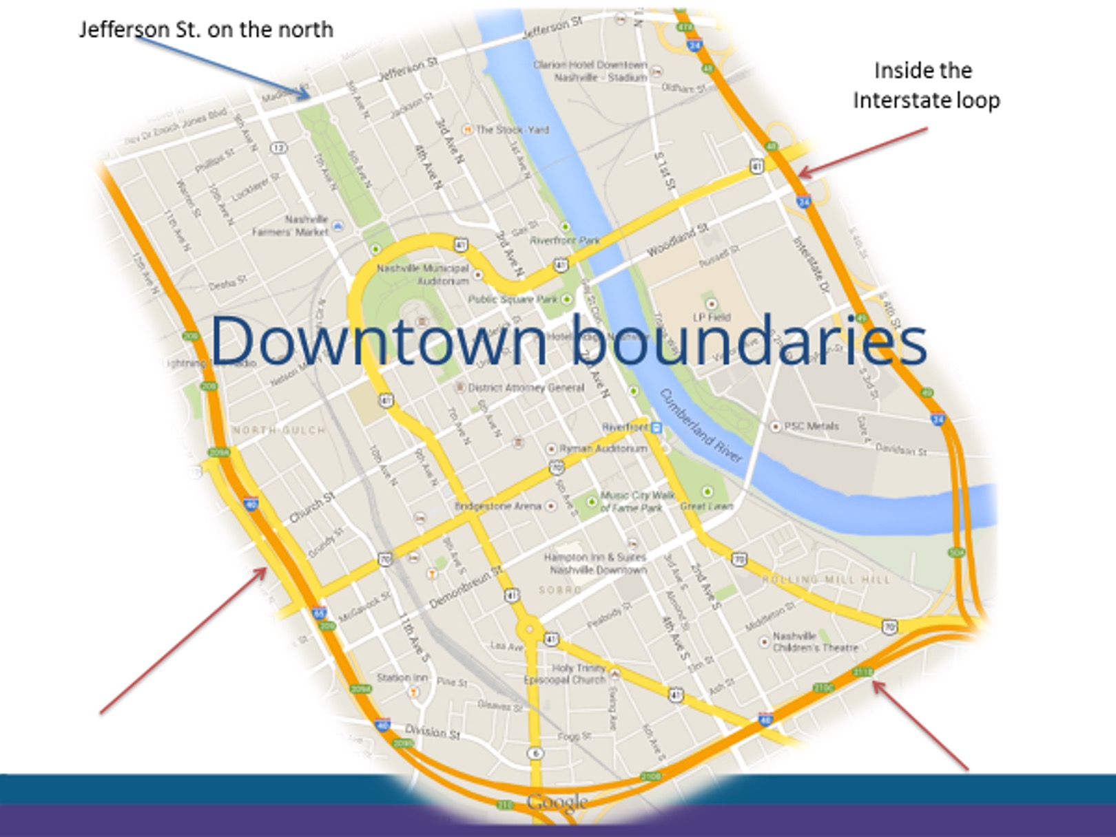 Map of downtown Nashville: