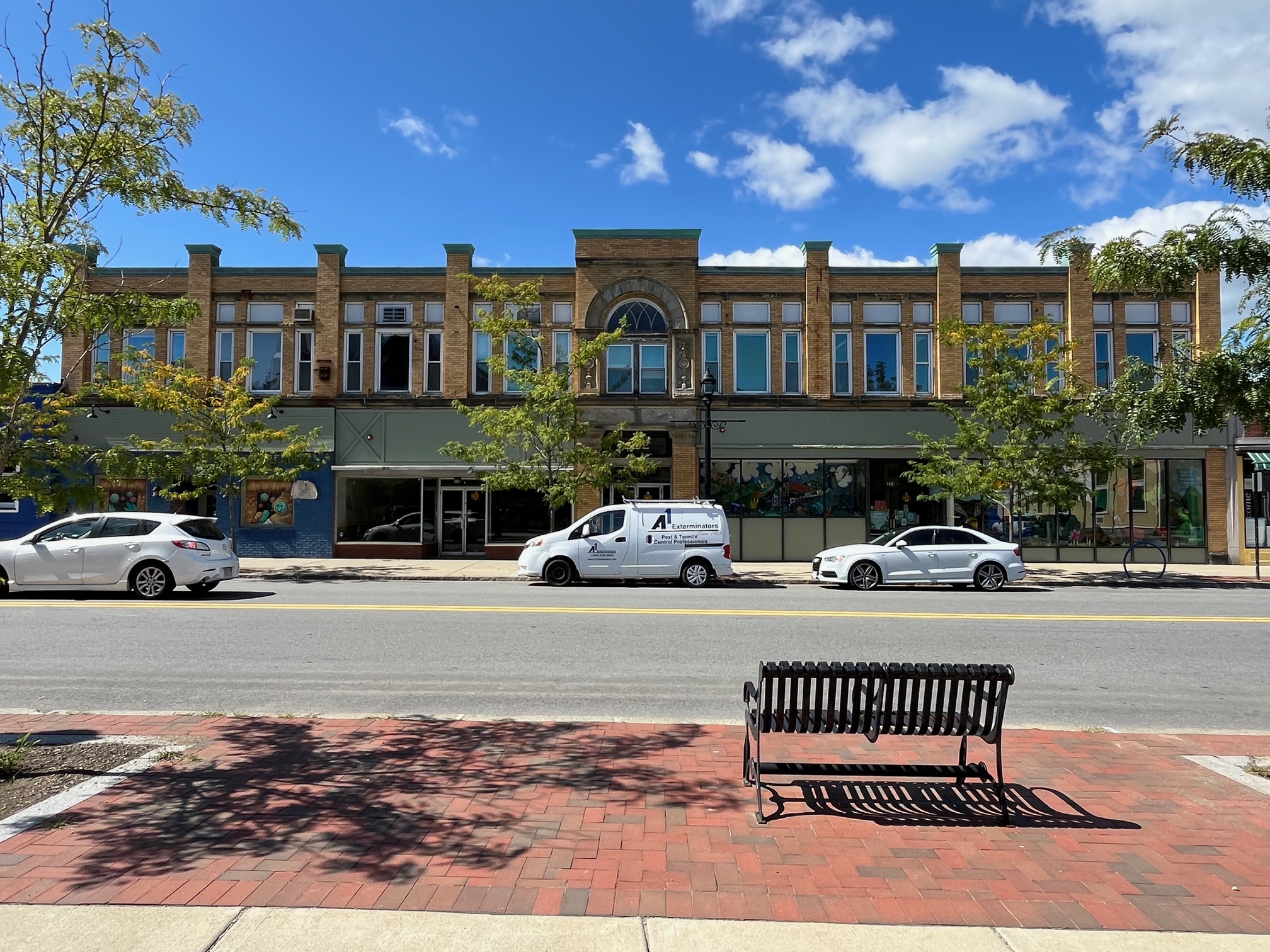 218-226 Cabot Street, two story yellow brink building, vacant